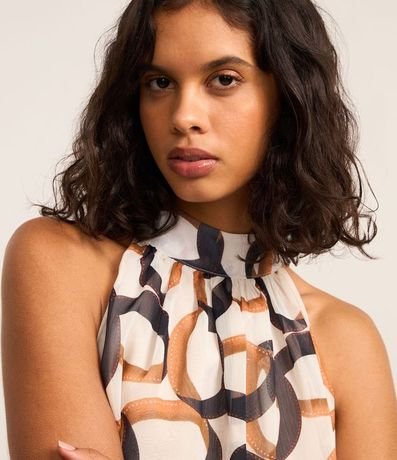 Blusa Cuello Halter en Chiffon con Estampa de Eslabones 3