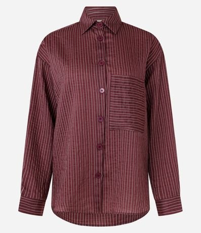 Camisa Rayada en Tricolina Texturizado con Bolsillo 7