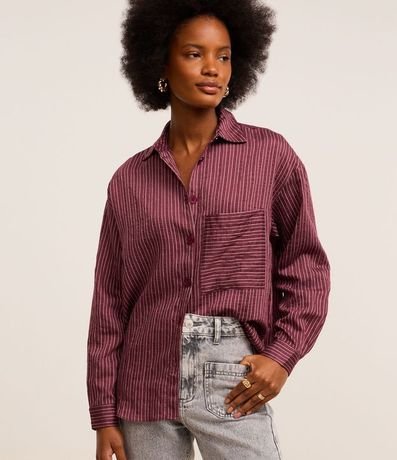 Camisa Rayada en Tricolina Texturizado con Bolsillo