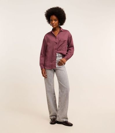 Camisa Rayada en Tricolina Texturizado con Bolsillo 2