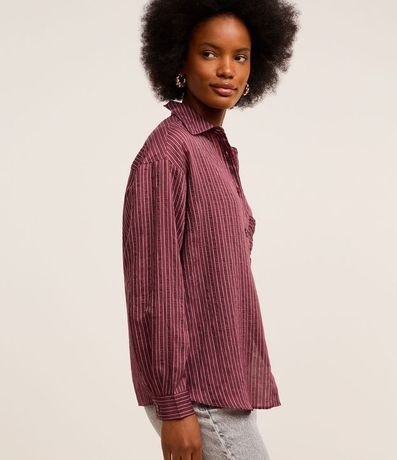 Camisa Rayada en Tricolina Texturizado con Bolsillo 4