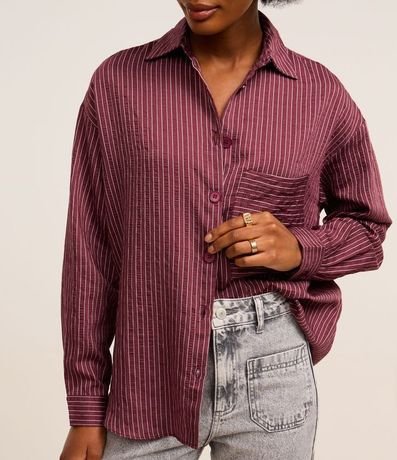 Camisa Rayada en Tricolina Texturizado con Bolsillo 5