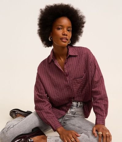 Camisa Rayada en Tricolina Texturizado con Bolsillo 6