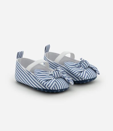 Zapatilla Infantil en Tricolina Rayada con Moña - Talle 15 a 19 1