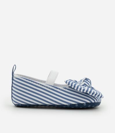 Zapatilla Infantil en Tricolina Rayada con Moña - Talle 15 a 19 5