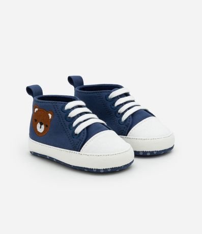 Championes Infantil Bota en Sarga con Bordado de Osito - Talle 15 a 19