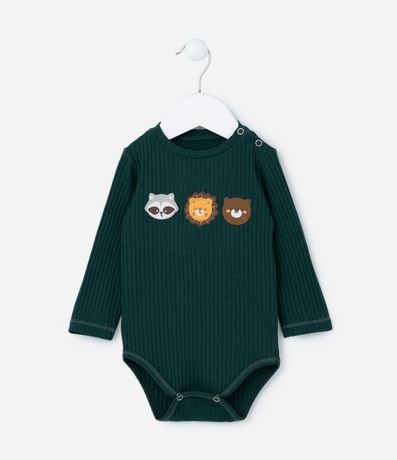 Body Infantil Canelado con Estampa Animalitos - Talle 0 a 18 meses