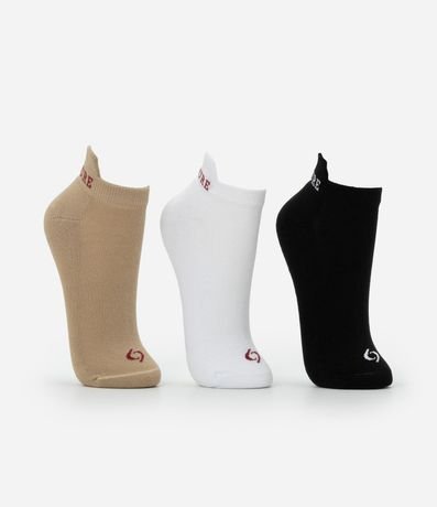 Kit 03 Medias Caña Corta en Algodón con Lettering Athleisure 2