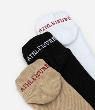 Kit 03 Medias Caña Corta en Algodón con Lettering Athleisure 4