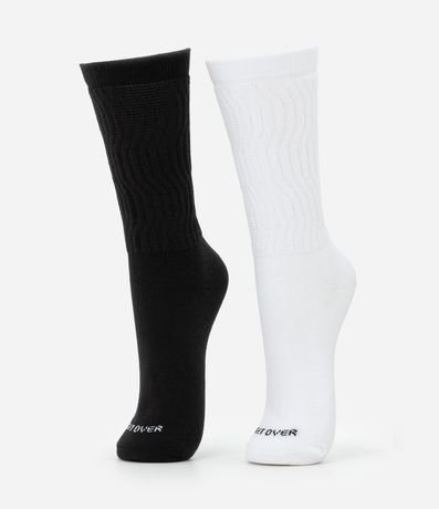 Kit 02 Medias Caña Larga Deportivas en Algodón Canelado Arrugado