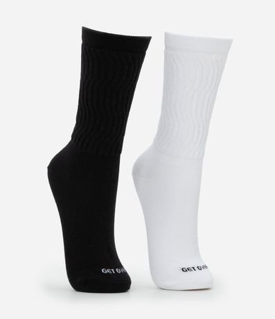 Kit 02 Medias Caña Larga Deportivas en Algodón Canelado Arrugado 2