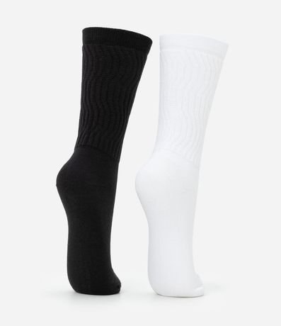 Kit 02 Medias Caña Larga Deportivas en Algodón Canelado Arrugado 3