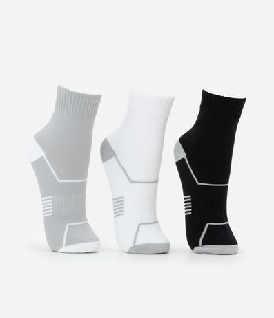 Kit 03 Medias Cano Mediano Deportivas en Poliamida con Estampa de Raya 2