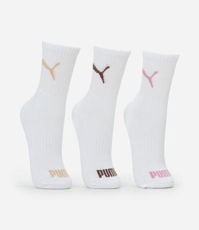 Kit 03 Medias Cano Mediano Deportivas en Algodón Puma 2