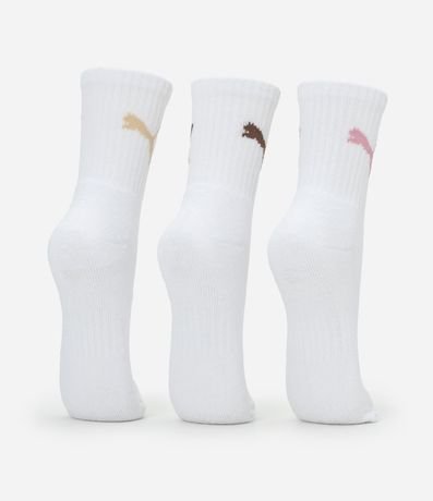 Kit 03 Medias Cano Mediano Deportivas en Algodón Puma 3