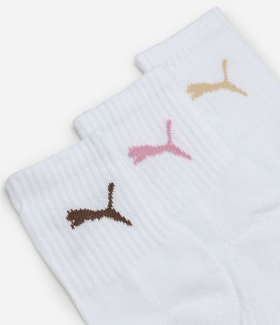 Kit 03 Medias Cano Mediano Deportivas en Algodón Puma 4