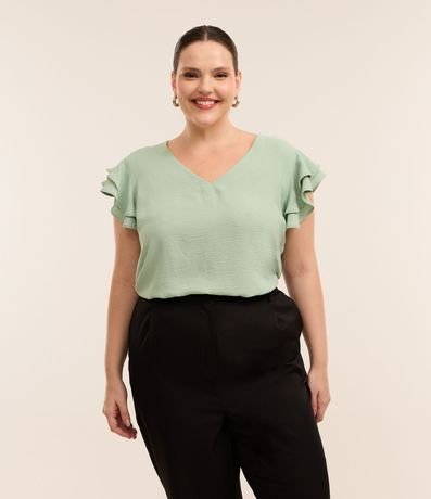 Blusa en Crepé con Volado en el Hombro Curve & Plus Size 3