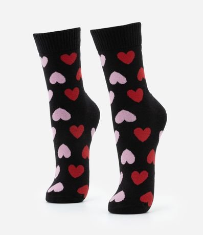 Media Caña Larga en Algodón con Corazones Texturizados