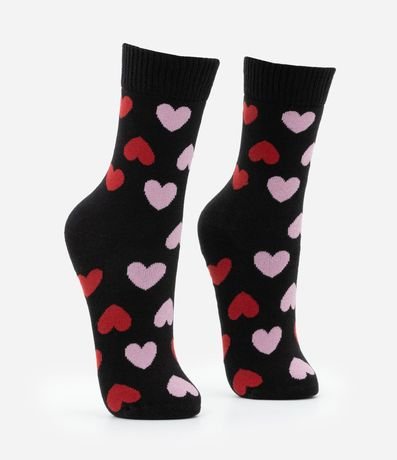 Media Caña Larga en Algodón con Corazones Texturizados 2