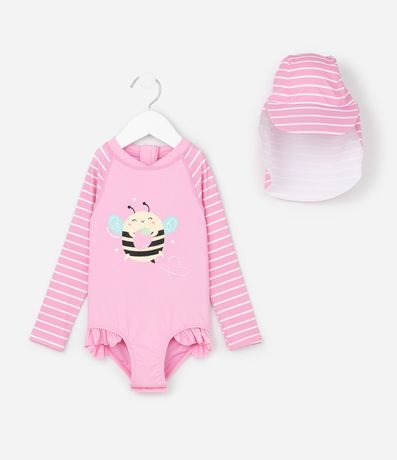 Conjunto Infantil con Estampa de Rayas y Abeja - Talle 6 Meses a 4 años 2