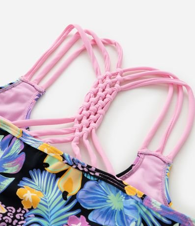 Bikini Infantil en Microfibra con Estampa Floral Neón - Talle 5 a 14 años 4