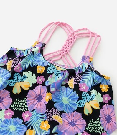 Bikini Infantil en Microfibra con Estampa Floral Neón - Talle 5 a 14 años 5
