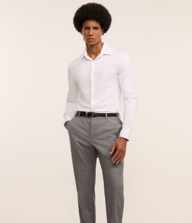 Pantalón Slim en Viscosa Sastrería con Estampa de Cuadros en Hilo Teñido 3