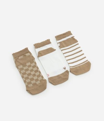 Kit 03 Medias Caña Corta en Algodón con Estampas Variadas 2