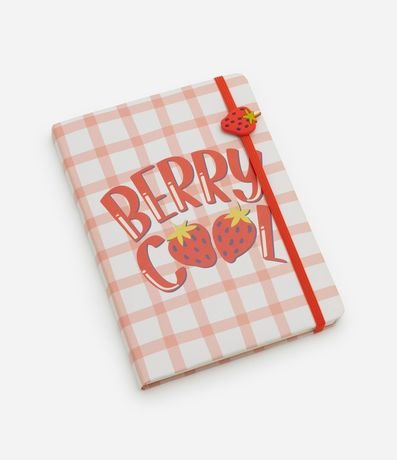 Cuaderno en Papel con Elástico y Detalle de Frutilla