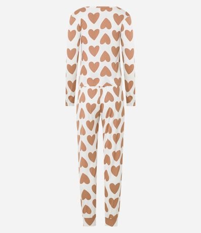 Pijama Largo Canelado con Estampa de Corazones 5