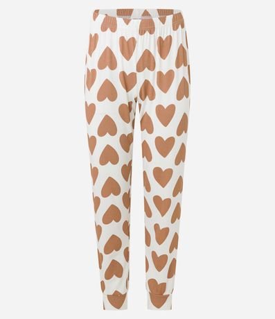 Pijama Largo Canelado con Estampa de Corazones 6
