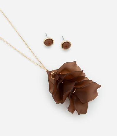 Conjunto de Collar y Caravana en Resina con Colgante de Pétalos 2