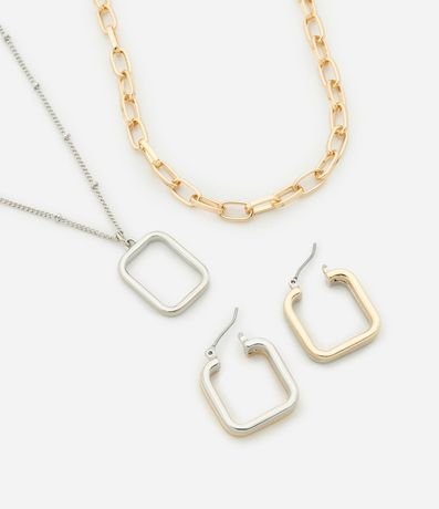 Conjunto de Collar Capas Diversos y Caravana Aro Bicolor