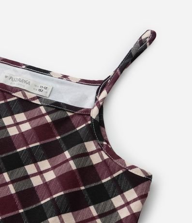 Vestido Infantil con superposición y Estampa de cuadros - Talle 5 a 14 años 5