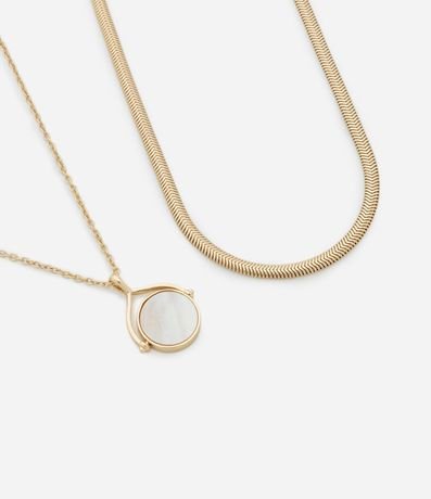 Collar Capas con Cadena Serpiente y Colgante Nacár