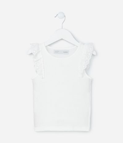 Musculosa Infantil en Rib con Volado de Broderie - Talle 5 a 14 años