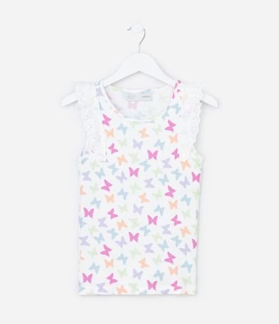 Musculosa Infantil en Rib con Babados Broderie - Talle 5 a 14 años 1
