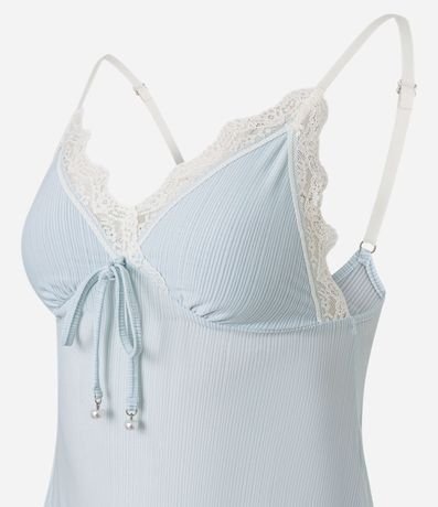 Pijama Short Doll Canelado con Encaje y Lazo 5