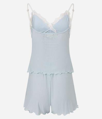 Pijama Short Doll Canelado con Encaje y Lazo 6