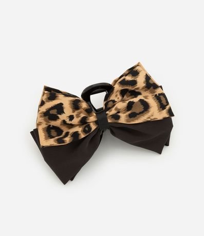 Pinza para el pelo con Lazo Doble en Tejido Animal Print