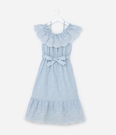 Vestido Infantil en Laise con Volados - Talle 5 a 14 años 2