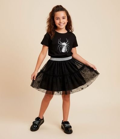 Pollera Infantil Corta en Tule con Tela de Araña - Talle 5 a 14 años 1