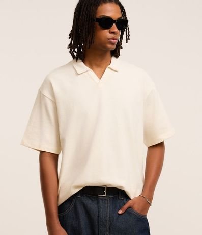 Remera Polo Boxy en Algodón con Textura
