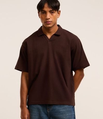 Remera Polo Boxy en Algodón con Textura