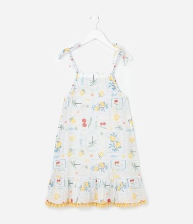 Salida de Playa Infantil en Tule con Estampa de Frutas - Tam  5 a 16 años