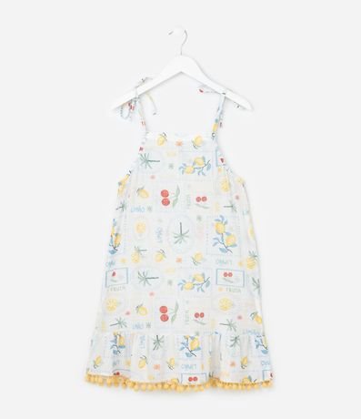 Salida de Playa Infantil en Tule con Estampa de Frutas - Tam  5 a 16 años 2