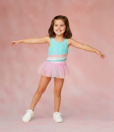 Malla Infantil con Estampa de Arco-Íris y Pollera Desmontable - Talle 1 a 4 años