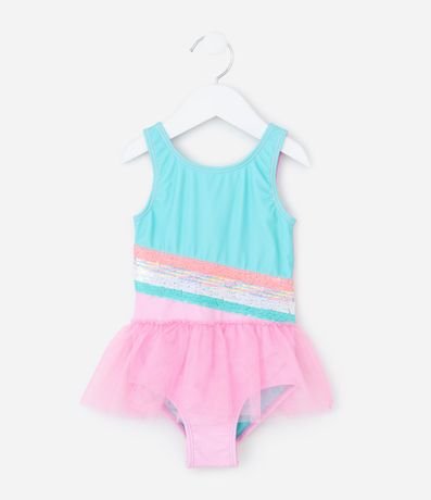 Malla Infantil con Estampa de Arco-Íris y Pollera Desmontable - Talle 1 a 4 años 2