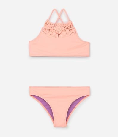 Bikini Infantil en Microfibra con Macrame - Talle 5 a 14 años