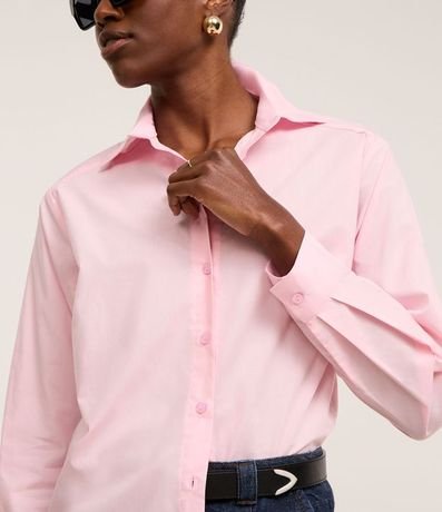 Camisa Oversized en Tricolina con Hilo Teñido y Botones